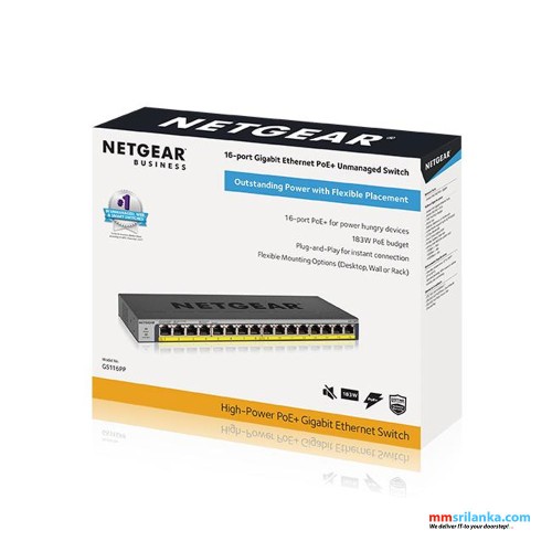 NETGEAR 16-Port Gigabit Ethernet High-Power Unmanaged PoE+ Switch